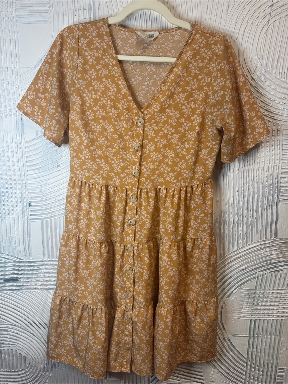 Sweet Wanderer Mustard and White Floral Dress N0404